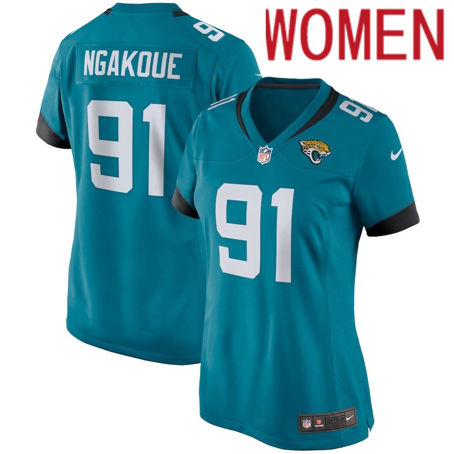 Cheap Women Jacksonville Jaguars 91 Yannick Ngakoue Nike Green Game NFL Jersey